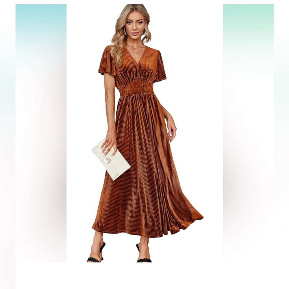 Rust Velvet Maxi Dress